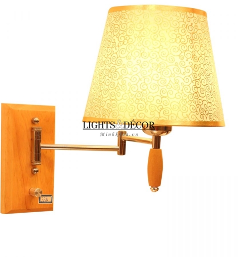 ĐÈN GẮN TƯỜNG ĐẦU GIƯỜNG NGỦ SANG TRỌNG CHÂN GỖ HT7880